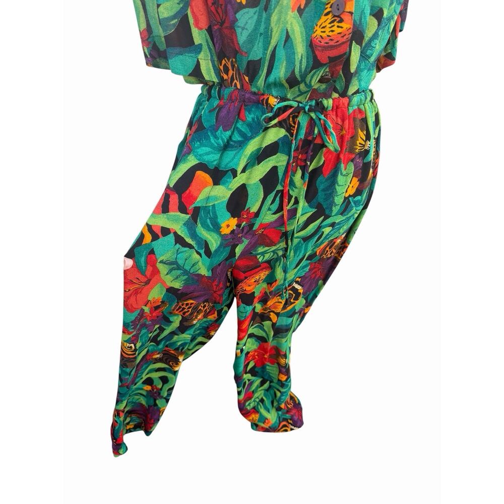 Vintage 90s Carol Little 3 Piece Tropical Rayon Set Top Skirt Pants USA Size 10 - Picture 7 of 16